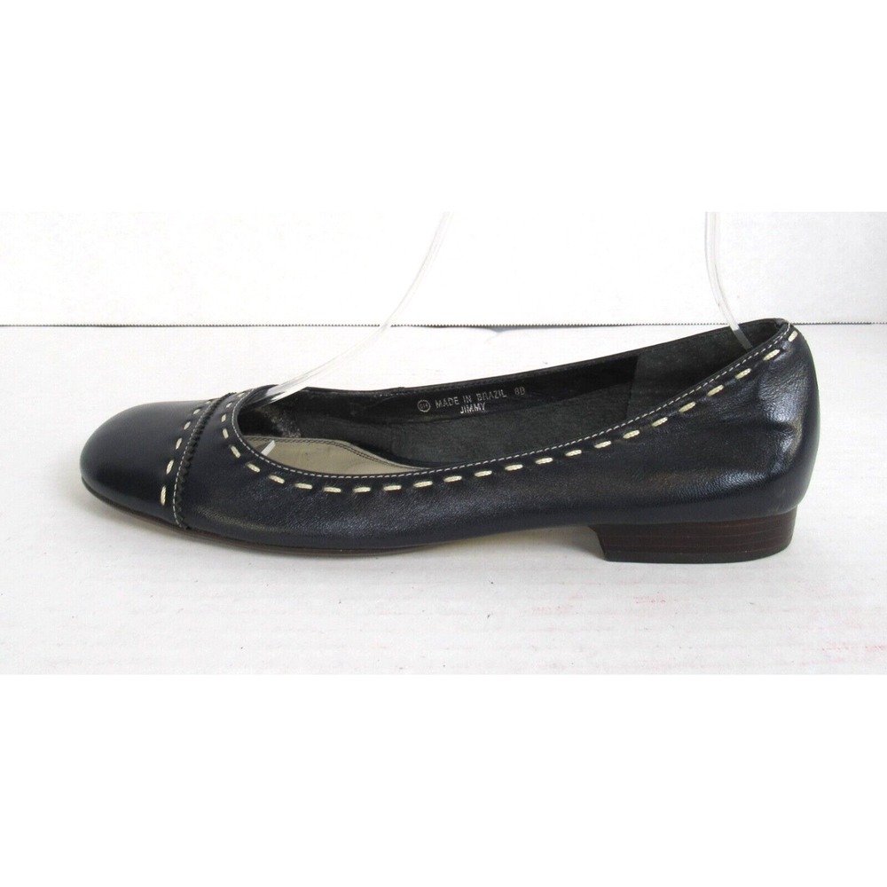 UNISA Jimmy NAVY BLUE Leather Ballet Flats Slip On Shoes Contrasting Stitching